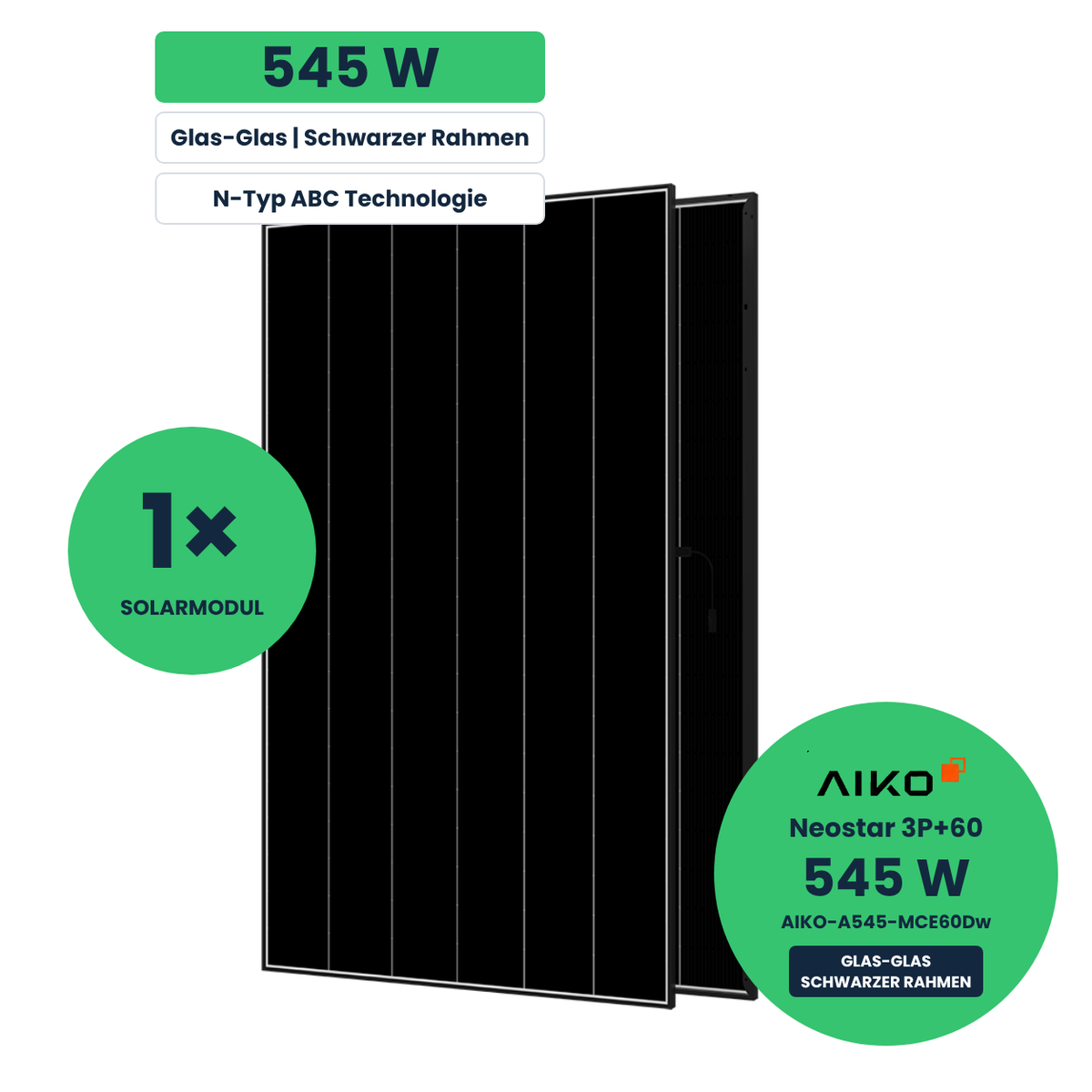 AIKO Neostar 3P+60 545 W Glas-Glas Solarmodul mit schwarzem Rahmen im Test