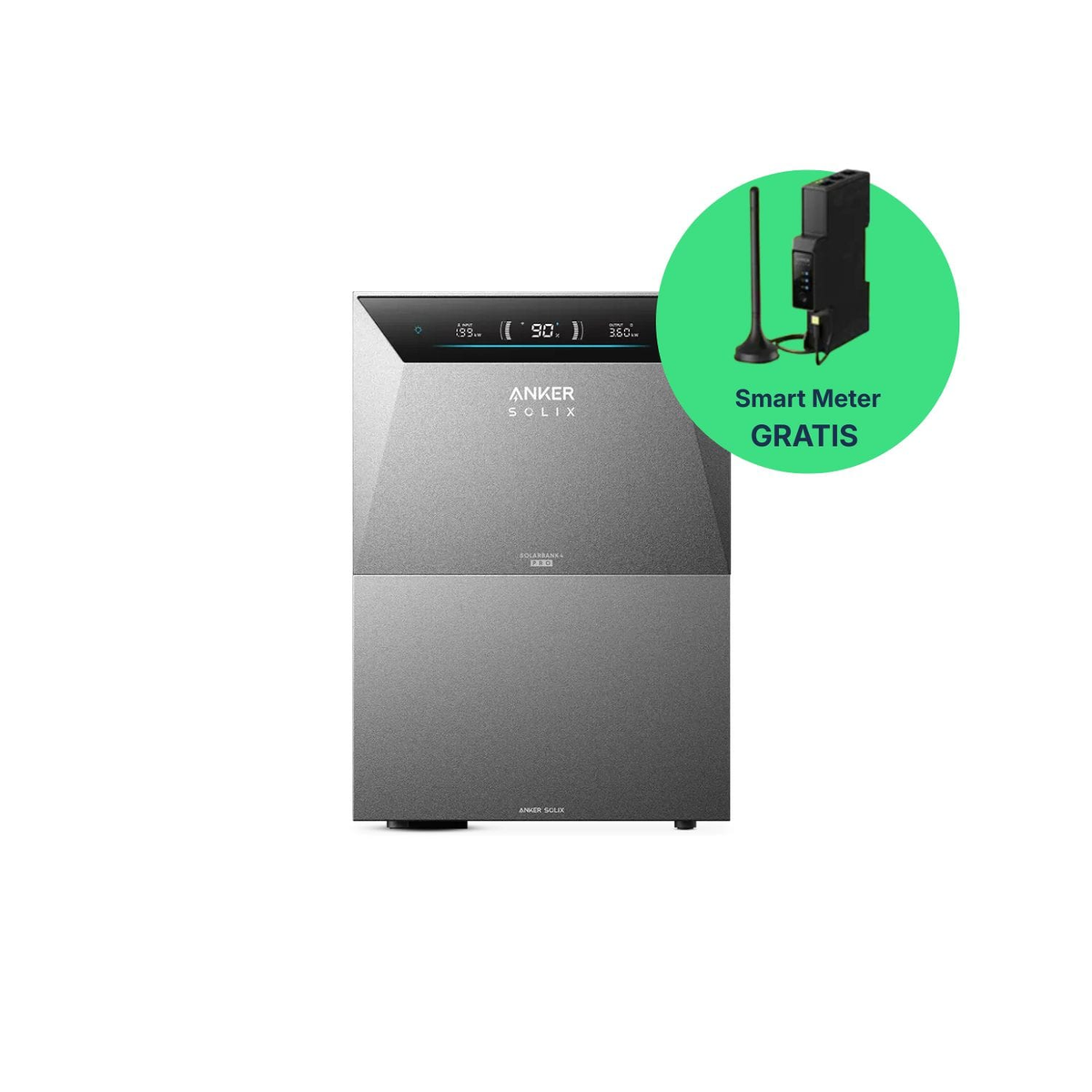 Anker SOLIX Solarbank 4 Pro Basisgerät mit Display und beiliegendem Smart Meter