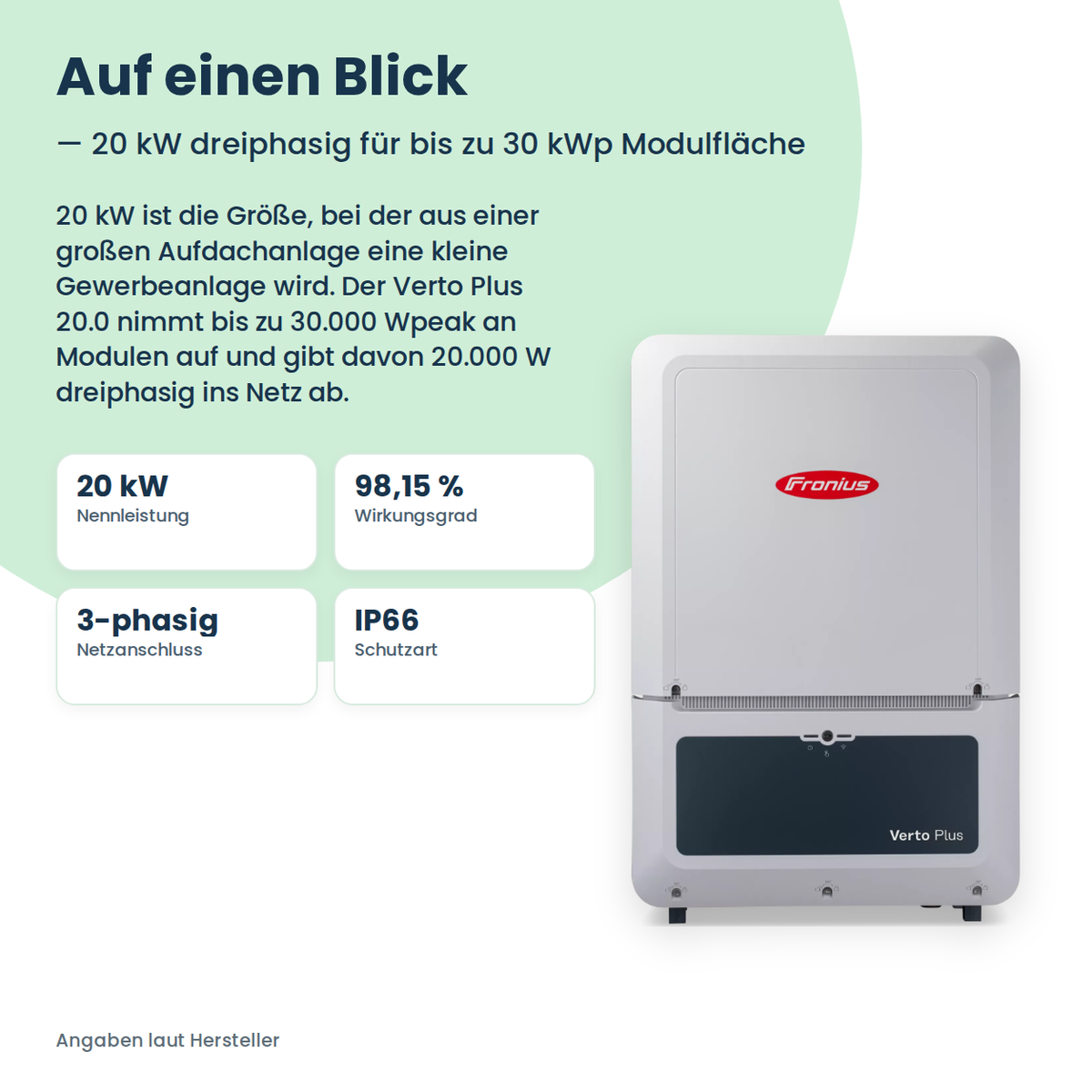 Fronius Verto Plus 20.0 onduleur hybride 20 kW