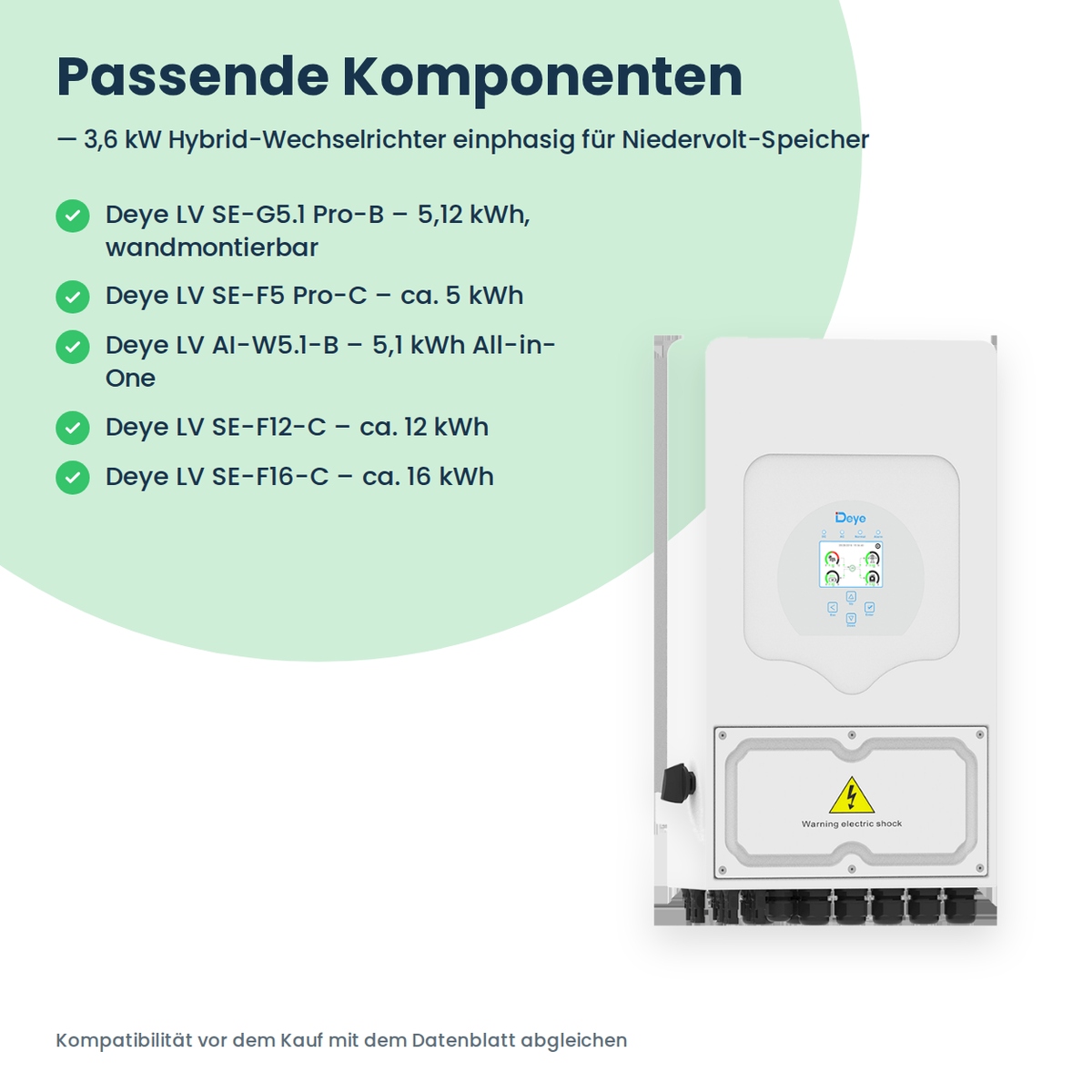 Deye SUN-3.6K-SG05LP1-EU-PLUS – Onduleur hybride 3,6 kW monophasé pour batterie basse tension