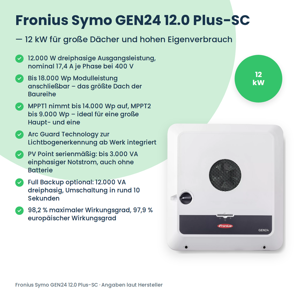 Fronius Symo GEN24 12.0 Plus-SC onduleur hybride 12 kW
