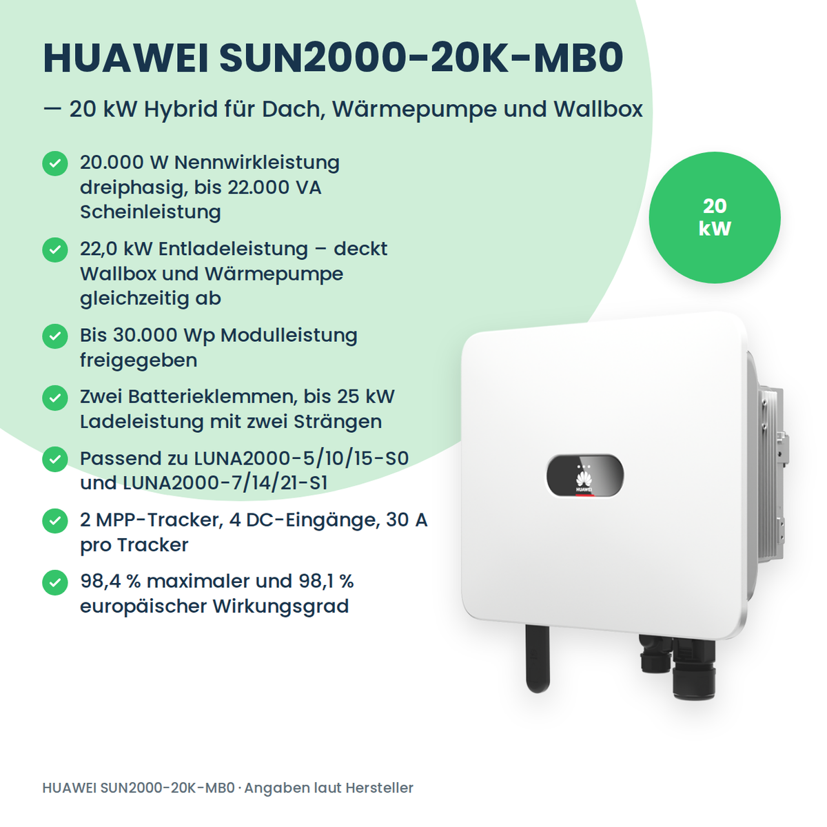 HUAWEI SUN2000-20K-MB0 onduleur hybride 20 kW