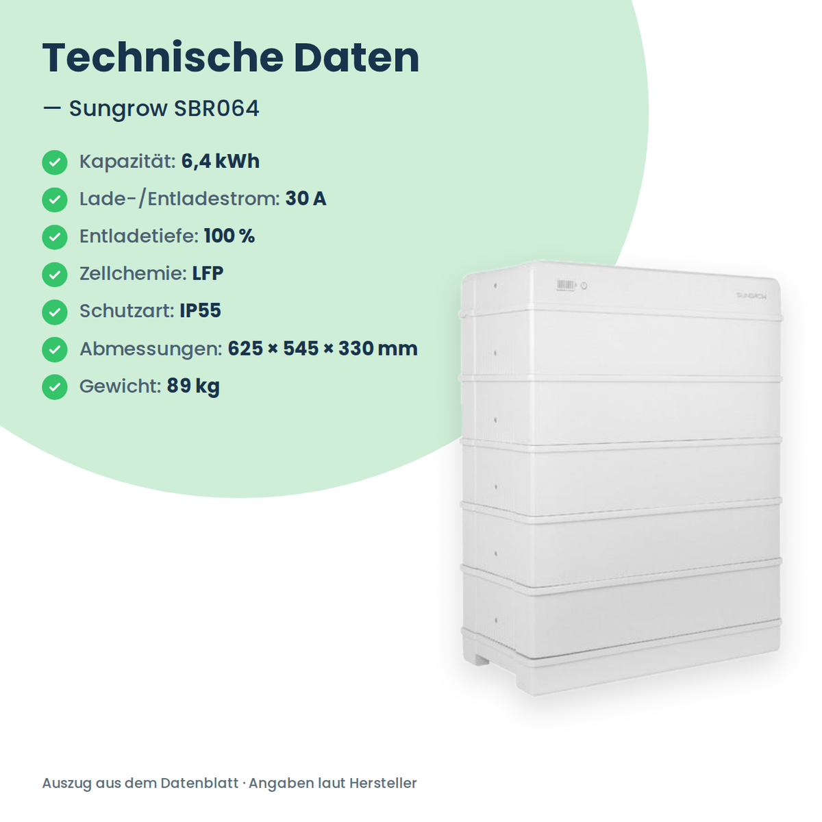 Sungrow SBR064 batterie haute tension 6,4 kWh