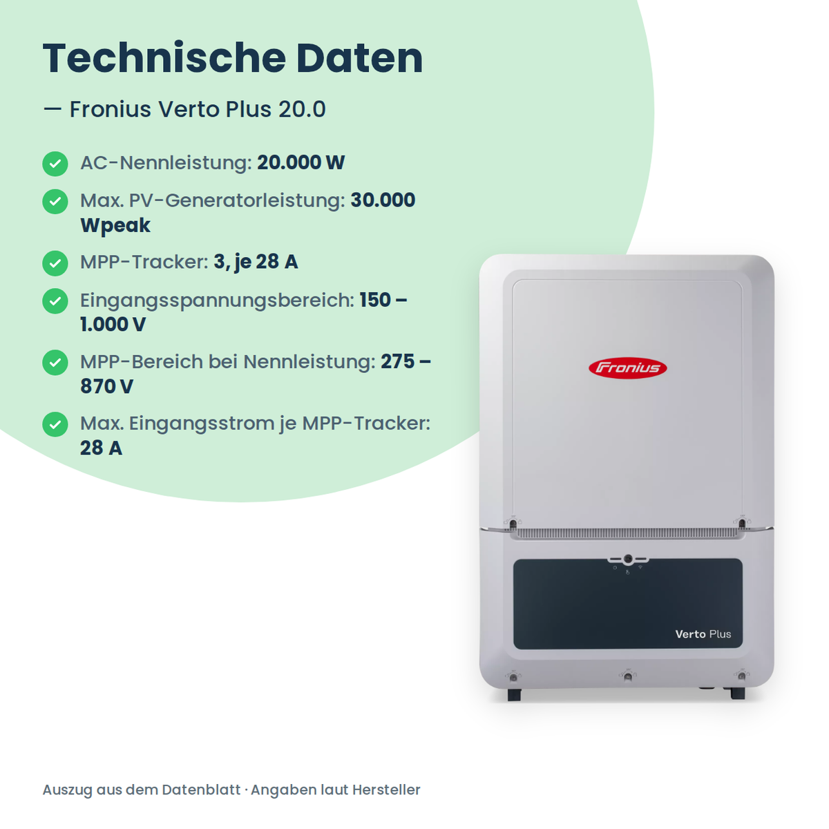 Fronius Verto Plus 20.0 onduleur hybride 20 kW