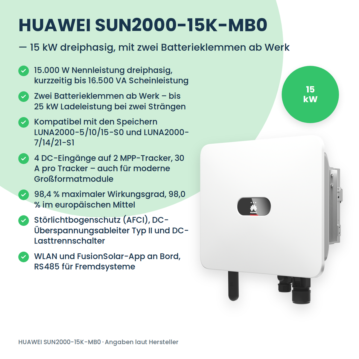 HUAWEI SUN2000-15K-MB0 onduleur hybride 15 kW