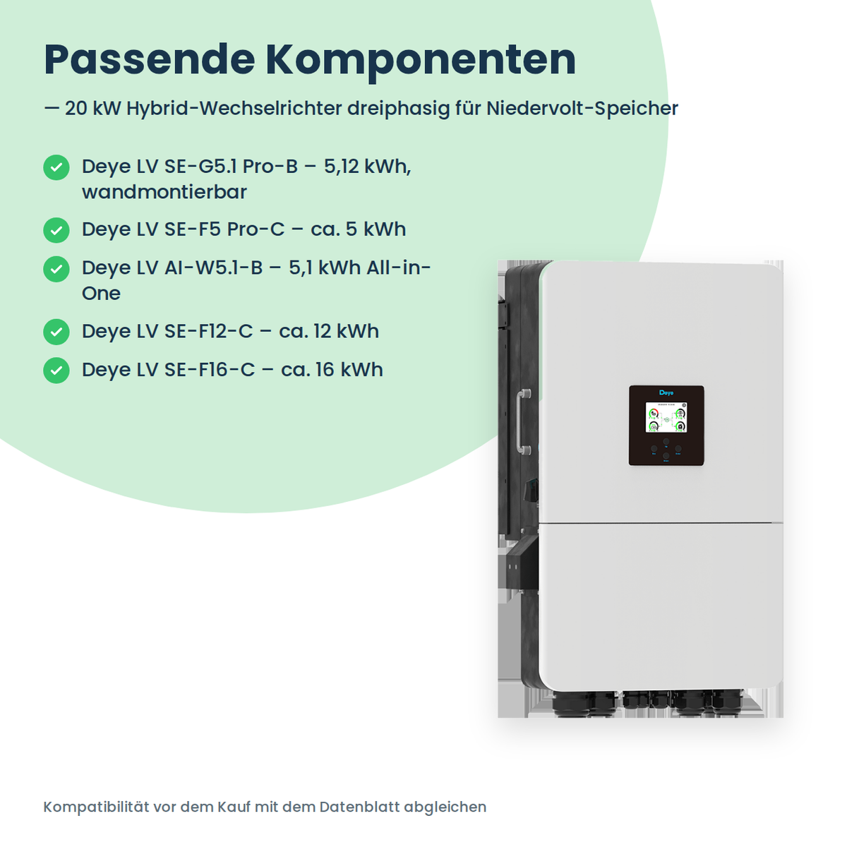 Deye SUN-20K-SG05LP3-EU-SM2 – onduleur hybride triphasé 20 kW pour batterie basse tension