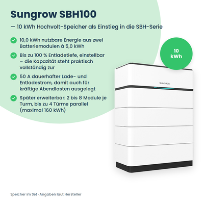 PV-Komplettset 10 kWp 3-ph. | 15× AIKO STELLAR 670W + Sungrow SH10T + Sungrow SBH100