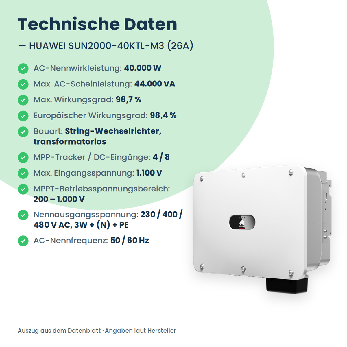 HUAWEI SUN2000-40KTL-M3 (26A) onduleur string 40 kW