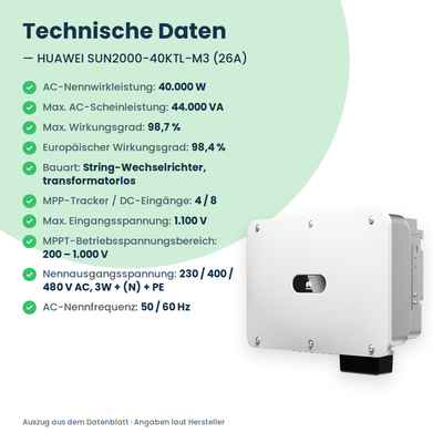 HUAWEI SUN2000-40KTL-M3 (26A) onduleur string 40 kW