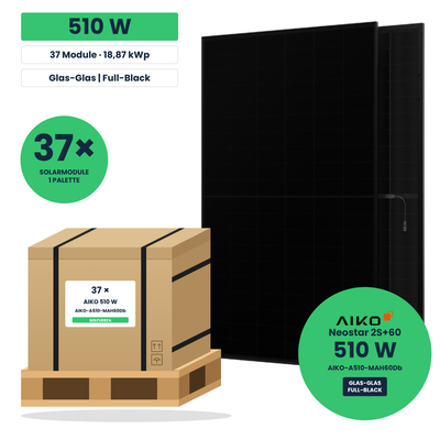AIKO Neostar 2S+60 510 W Glas-Glas Solarmodul in Full-Black-Optik – Palette mit 37 Stück