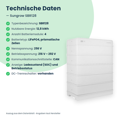 Sungrow SBR128 batterie domestique haute tension 12,8 kWh