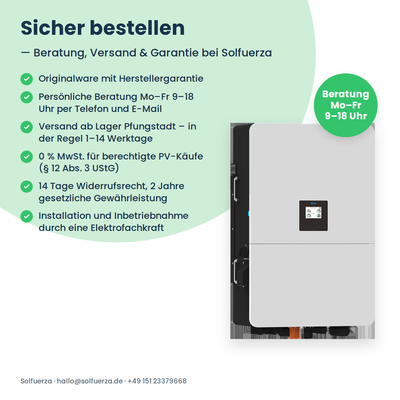 Deye PCS 125 kW Bestellhinweise von Solfuerza: Originalware mit Herstellergarantie, Beratung, Versand und 0 % MwSt. nach § 12 Abs. 3 UStG