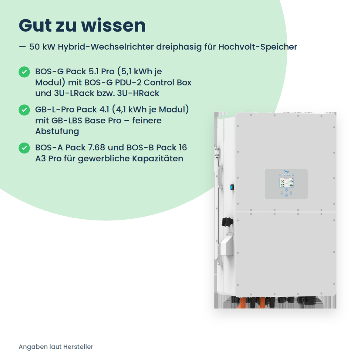 Deye SUN-50K-SG01HP3-EU – Onduleur hybride triphasé 50 kW pour batteries haute tension