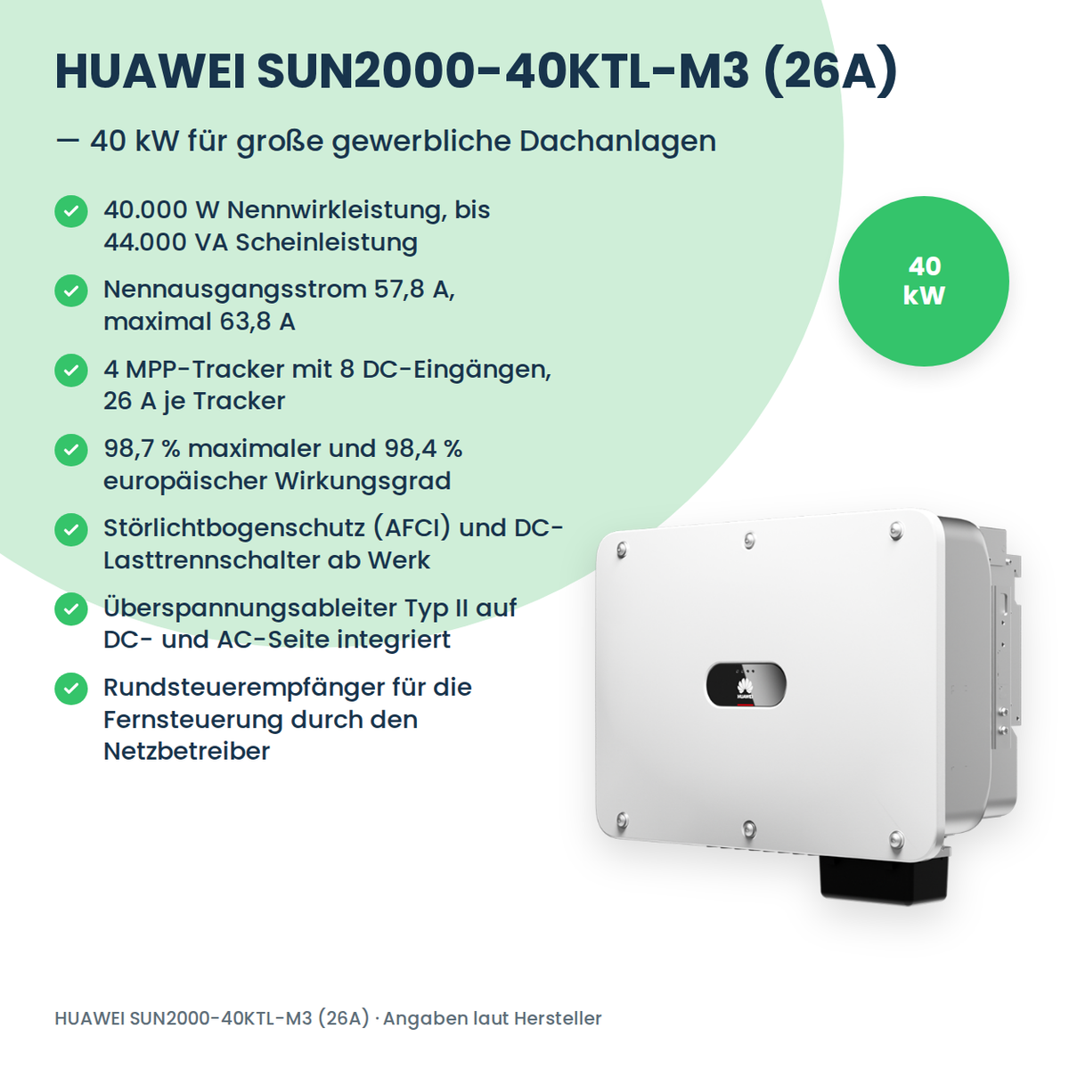 HUAWEI SUN2000-40KTL-M3 (26A) onduleur string 40 kW