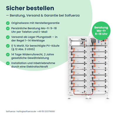 Deye 3U-HRack – Hinweise zu Beratung, Versand und Garantie beim Kauf bei Solfuerza