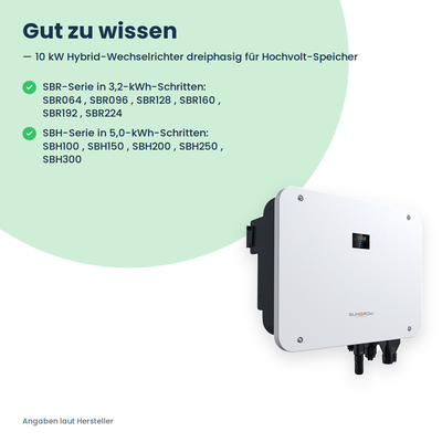 Sungrow SH10T – Onduleur hybride triphasé 10 kW pour batteries haute tension