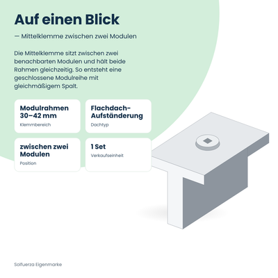 Solfuerza Flachdach Mittelklemmen-Set für Modulrahmen 30–42 mm