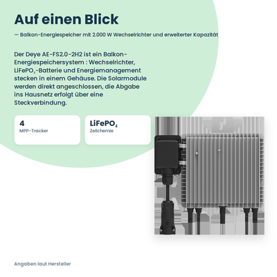 Deye AE-FS2.0-2H2 – batterie pour centrale solaire de balcon avec onduleur 2 000 W et capacité étendue