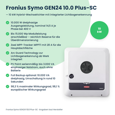 Fronius Symo GEN24 10.0 Plus-SC onduleur hybride 10 kW