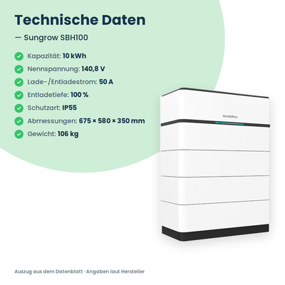 Sungrow SBH100 batterie haute tension 10,0 kWh